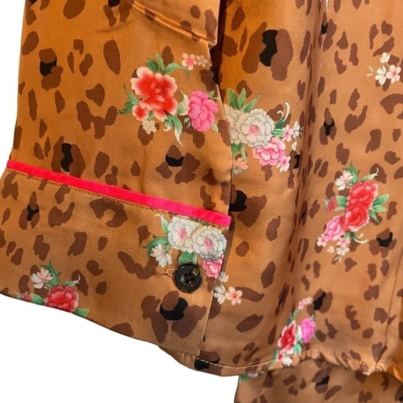 Plush Apparel 3 piece Satin Pajama & Eye Mask Set Florals and Animal Print NWT - Picture 12 of 15